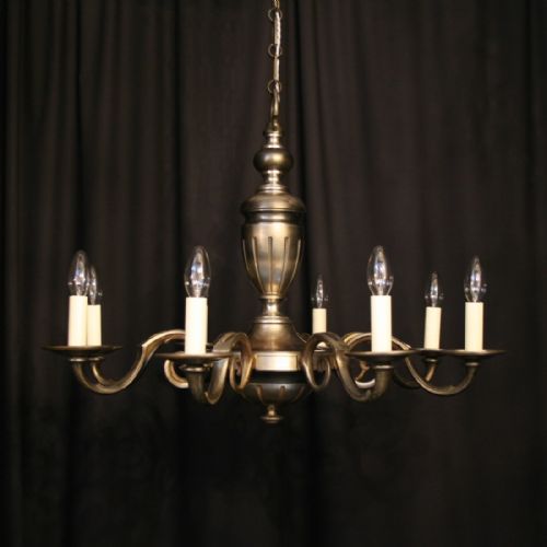 French Silvered 8 Light Chandelier