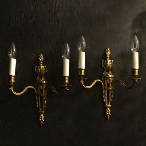 French Pair of Gilded Antique Wall Lights
