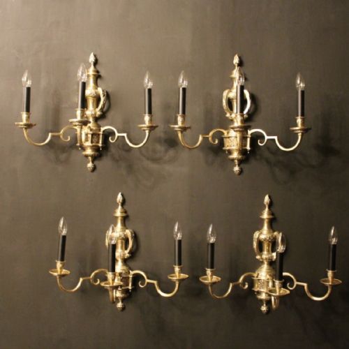 English Set of 4 Silver Antique Wall Lights