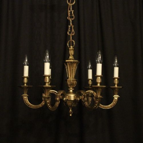 French Gilded Bronze 6 Light Chandelier
