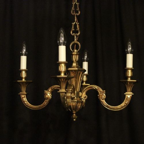 French Gilded Bronze 4 Light Chandelier