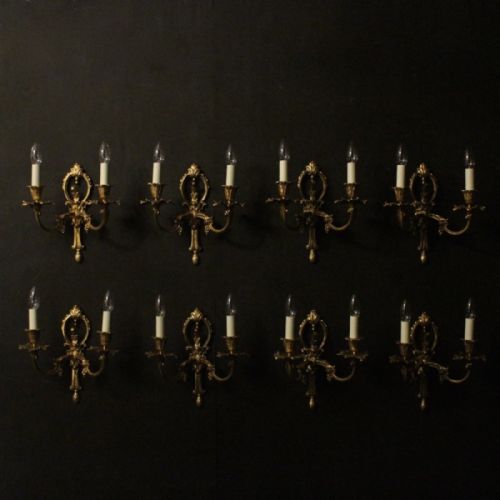 French Set of 8 Gilded Antique Wall Lights