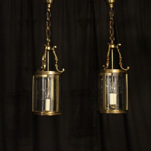 French Pair of Gilded Antique Hall Lanterns