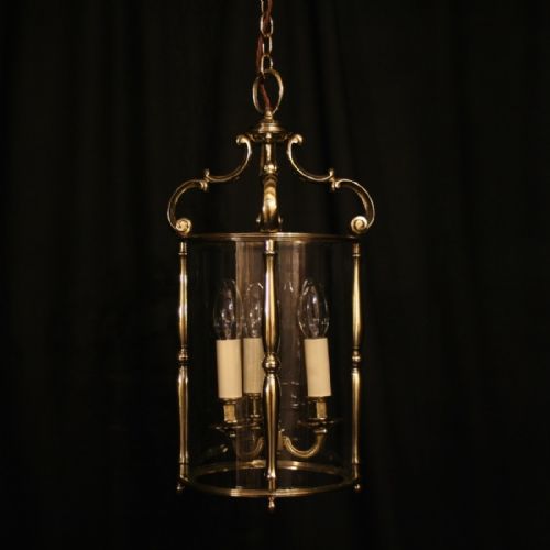 French Cast Brass Triple Light Antique Lantern