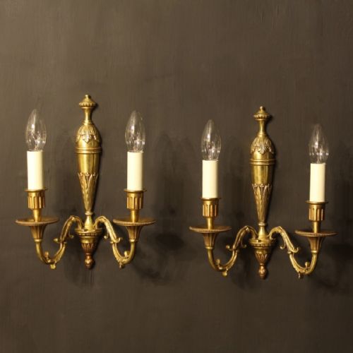 French Pair of Twin Arm Antique Wall Lights