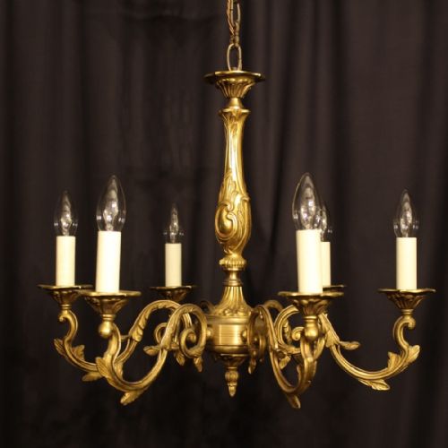 French Gilded 6 Light Antique Chandelier