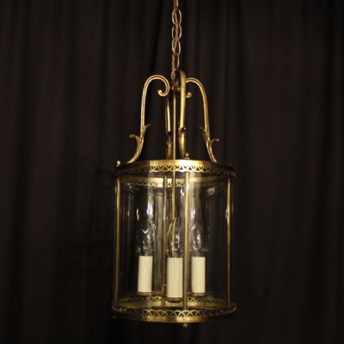 French Gilded Triple Light Antique Lantern