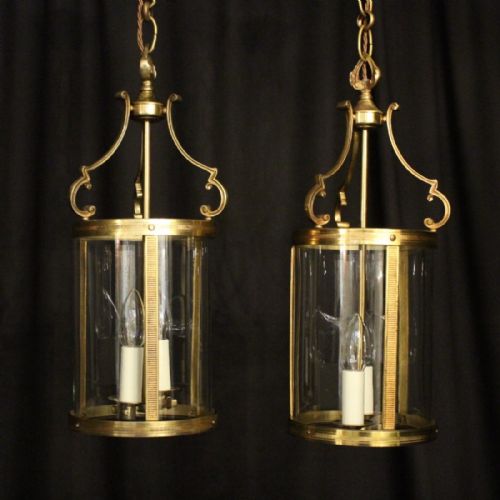 French Pair of Gilded Antique Hall Lanterns