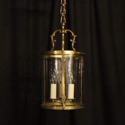 French Gilded Triple Light Antique Lantern