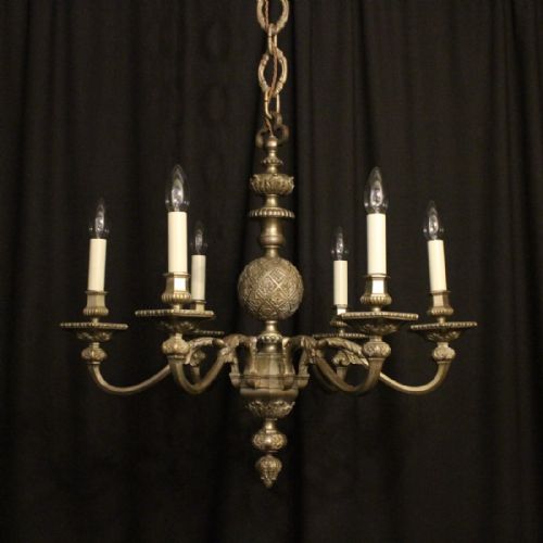 French Silver Gilded Bronze 6 Light Antique Chandelier