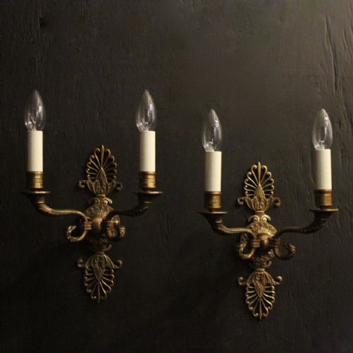 French Pair of Empire Bronze Wall Lights
