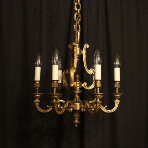 French Bronze 6 Light Antique Chandelier