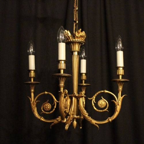 French Bronze 4 Light Antique Chandelier