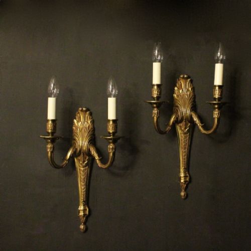 French Pair of Gilded Bronze Antique Wall Lights