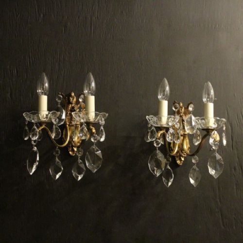 Italian Pair of Gilded Twin Arm Wall Lights