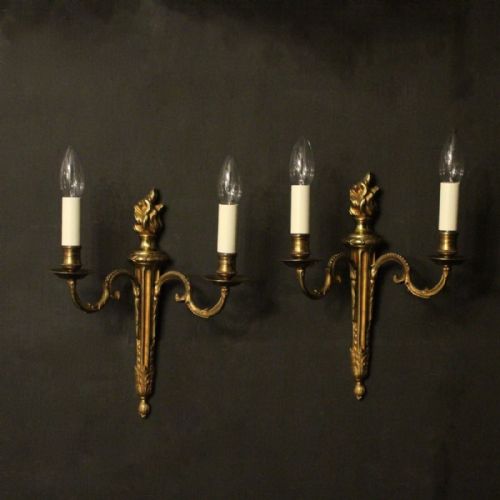 French Pair of Bronze Antique Wall Lights