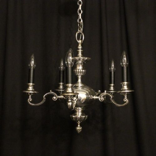 English Silver 5 Light Antique Chandelier