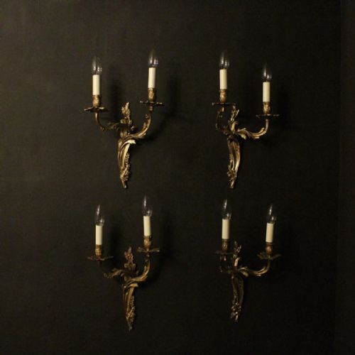 French Set of 4 Twin Arm Wall Lights