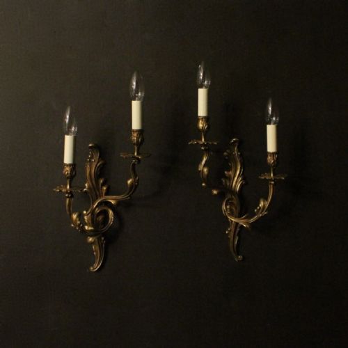 French Pair of Gilded Antique Wall Lights
