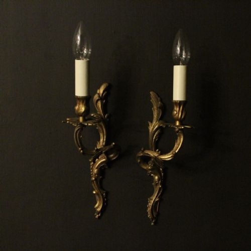 French Pair of Gilded Single Arm Wall Lights