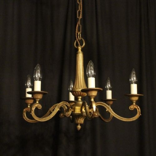 French Gilded Bronze 6 Light Chandelier