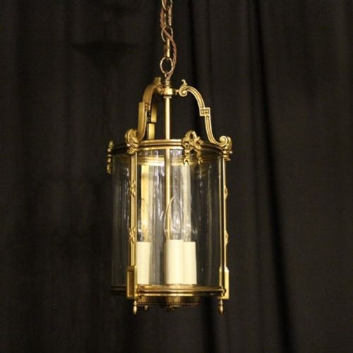 French Bronze Triple Light Antique Hall Lantern