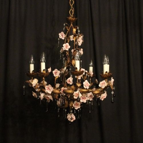 Italian Florentine 8 Light Antique Chandelier