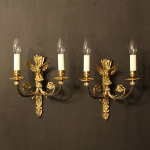 French Pair of Bronze Antique Wall Lights
