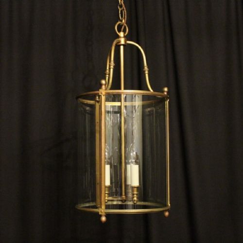 French Large Gilded Antique Hall Lantern