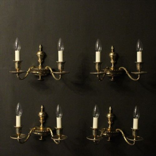 English Set of 4 Twin Arm Wall Lights