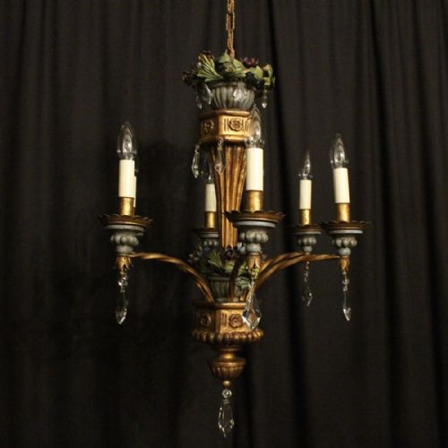 Italian Giltwood & Toleware Chandelier