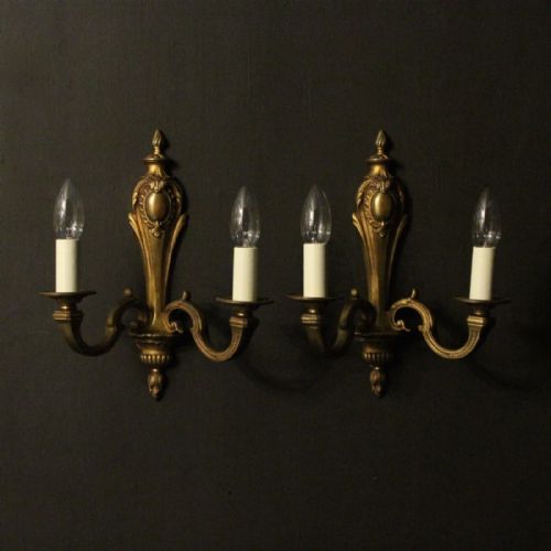 French Pair of Gilded Bronze Antique Wall Lights