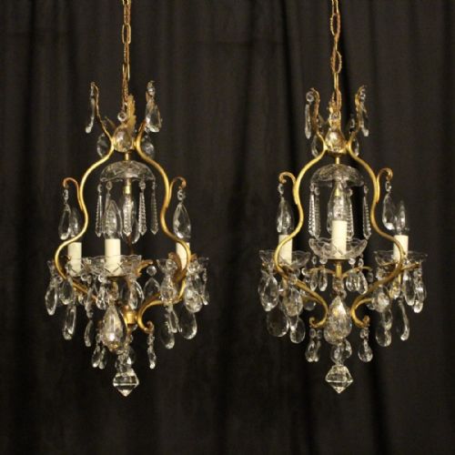 Italian Pair of Gilded Antique Chandeliers
