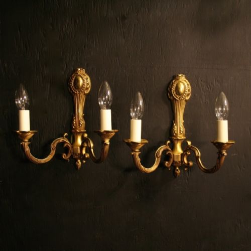 French Pair of Bronze Antique Wall Lights