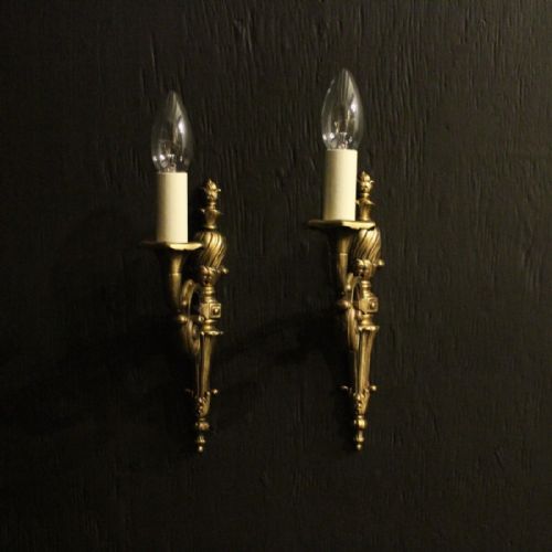 French Pair of Bronze Single Arm Wall Lights