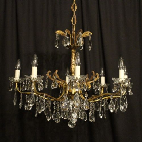 Italian Gilded 8 Light Antique Chandelier