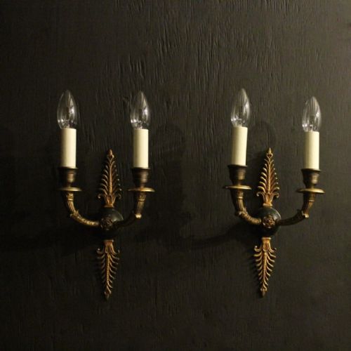 French Pair of Empire Bronze Wall Lights
