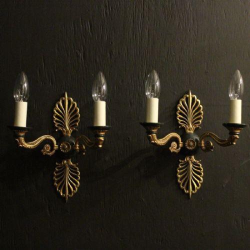 French Pair of Empire Bronze Wall Lights