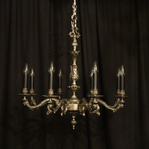 French Silver Gilded 8 Light Chandelier