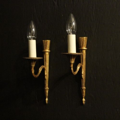 French Pair of Gilded Single Arm Wall Lights