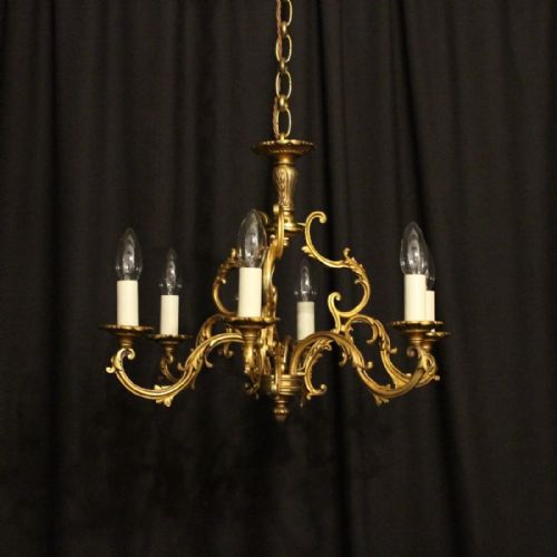 French Bronze 6 Light Antique Chandelier