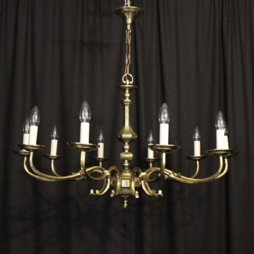 English Brass 10 Light Chandelier