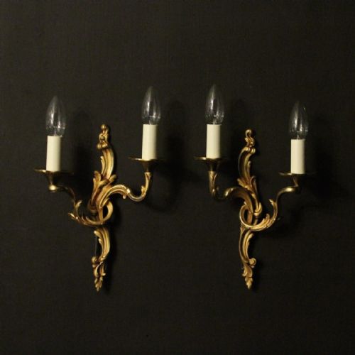 French Pair of Gilded Antique Wall Lights