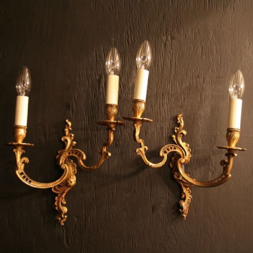 French Pair of Twin Arm Antique Wall Lights