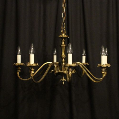 French Gilded Brass 8 Light Chandelier