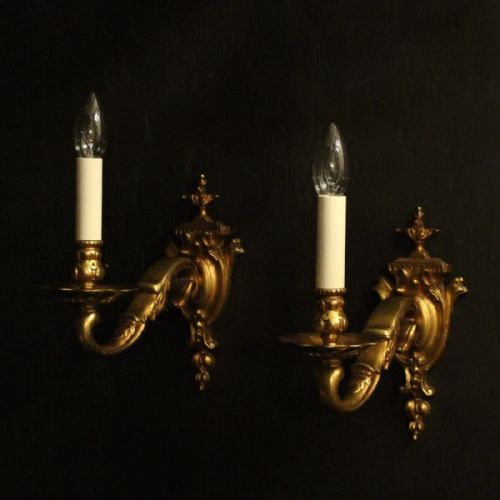 French Pair of Bronze Antique Wall Lights