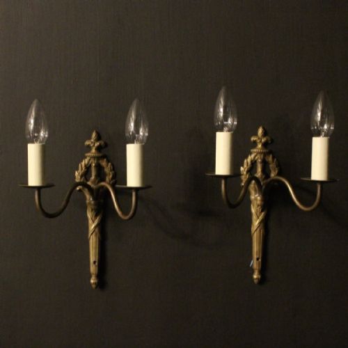French Pair of Twin Arm Antique Wall Lights