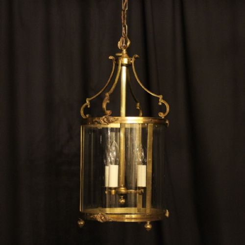 French Gilded Triple Light Convex Antique Lantern