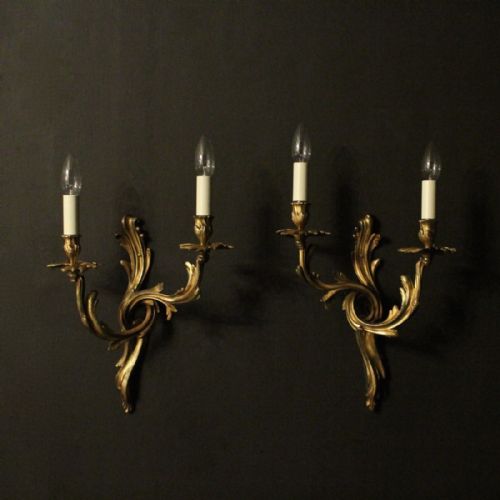 French Pair of Gilded Antique Wall Sconces