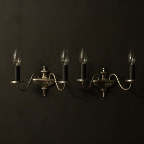 English Pair of Silver Antique Wall Lights